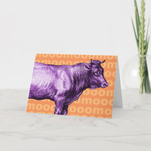Vintage Purple Cow Moo - Cartão