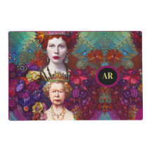 Vintage Queen Elizabeth II Blue Red Tribute