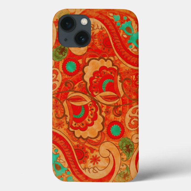 Vintage queimado Funky Paisley de turquesa do (Verso)