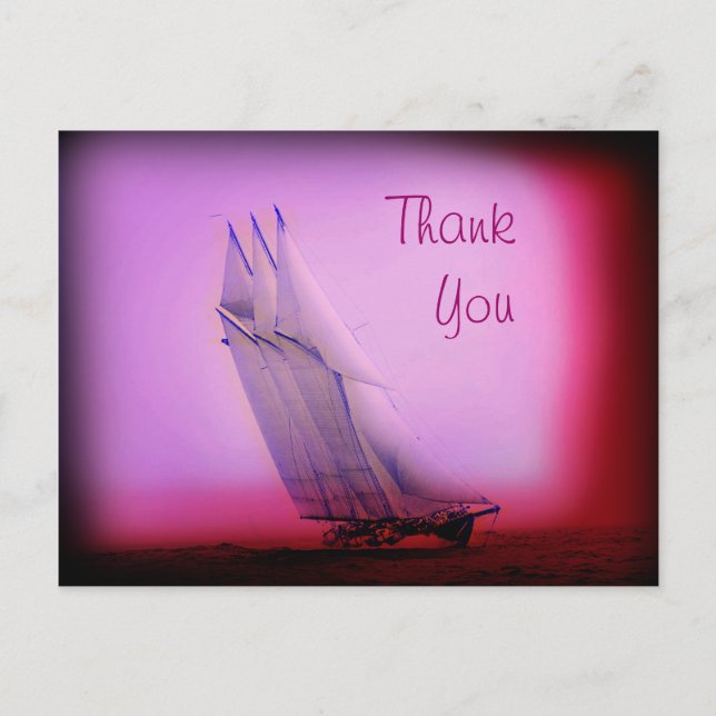 Vintage Racing Yacht Obrigado Cartão Postal (Frente)