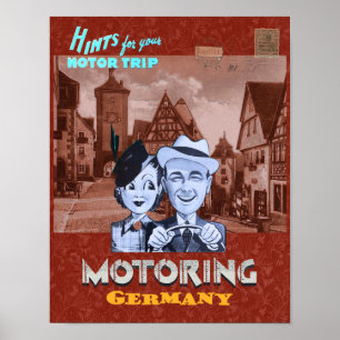 VINTAGE RECICLADO ART IMPRESSÃO MOTORING ALEMANHA