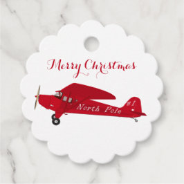 Vintage Red Airplane Feliz Natal Etiquetas para pr