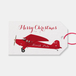 Vintage Red Airplane Feliz Natal Etiquetas para pr