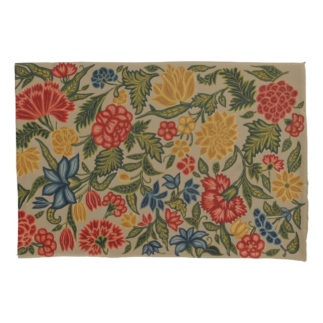 Vintage Red and Gold Crewel Floral Pattern (Frente)