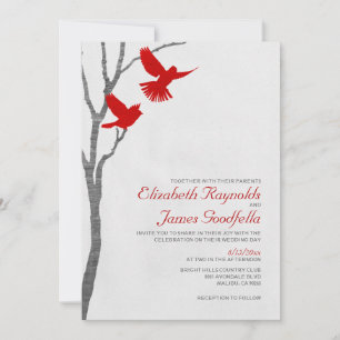 Vintage Red Birds Convites De Casamento