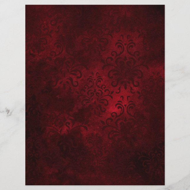 Vintage Red Damask Patterno Scrapbook Ephemera (Frente)
