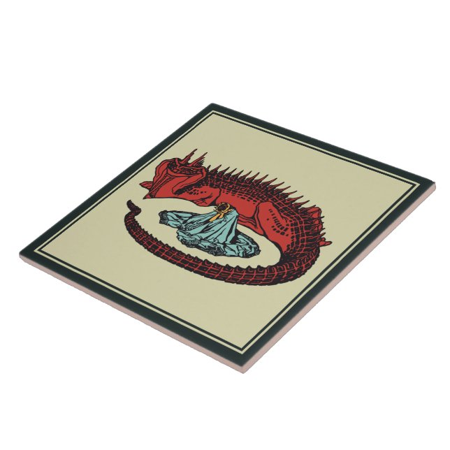 Vintage Red Dark Dragão Verde Lady Art Nouveau (Lateral)