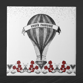 Vintage Red Floral Hot Air Balloon