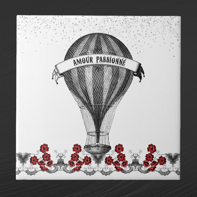 Vintage Red Floral Hot Air Balloon (Criador carregado)