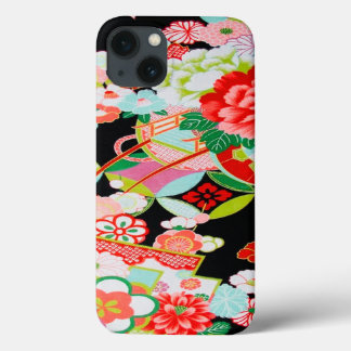 Vintage Red Pink Black Japono Floral