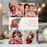 Vintage Red Truck | Cartão Natal 4 de Férias<br><div class="desc">Celebre a alegria da época de férias com este charmoso Cartões de foto de Natal de colagem de caminhões vermelhos. Com espaço para várias fotos da família, esta placa personalizada é perfeita para compartilhar seus momentos de feriado mais felizes. O nostálgico caminhão vermelho enfeitado com uma coroa festiva adiciona um...</div>