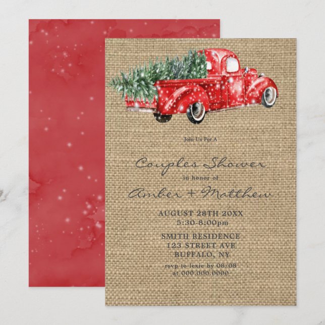 Vintage Red Truck Chá de Natal (Frente/Verso)