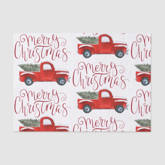 Vintage Red Truck Papel de Natal (Frente )