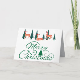 Vintage Reindeer com cartão de Natal Hats