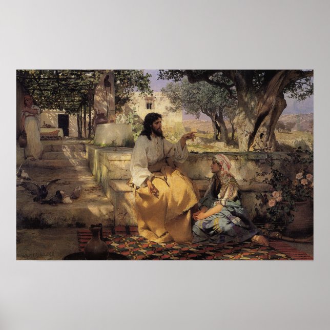 Vintage Religion, Bild Jesus im Garten, Poster (Frente)