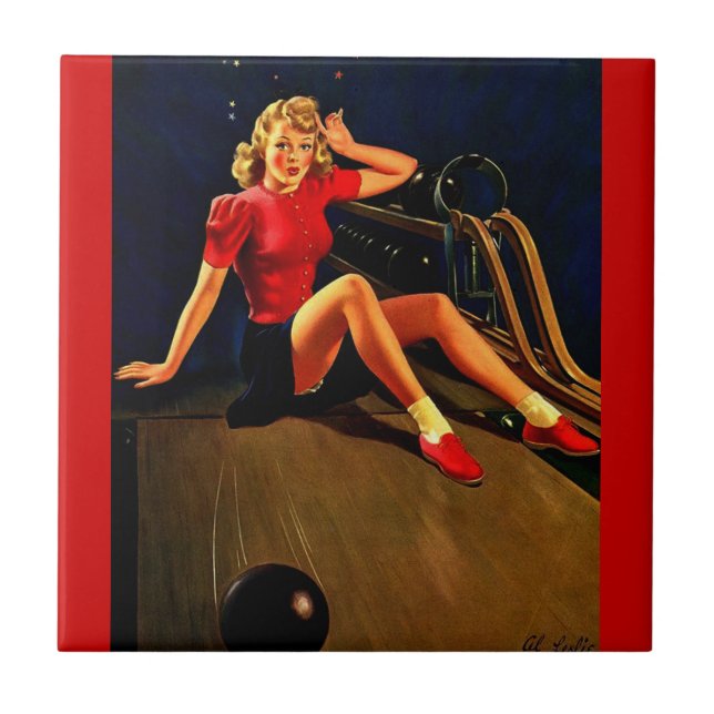 Vintage Retro Al Buell Boliche Pin-up Girl (Frente)