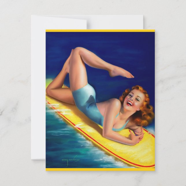 Vintage Retro Billy DeVorss Surfer Pinup Girl (Frente)