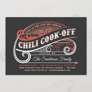 Vintage Retro Chili Cook Off Convite