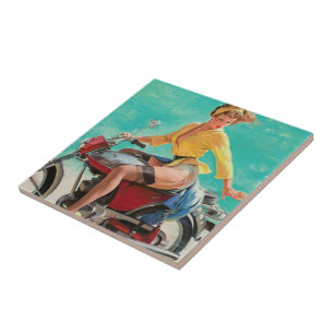 Vintage Retro Elvgren Motorcycle Biker Pin-UP Girl