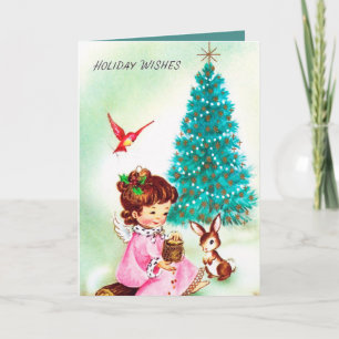 Vintage retro Natal Anjo adicionar cartão de texto