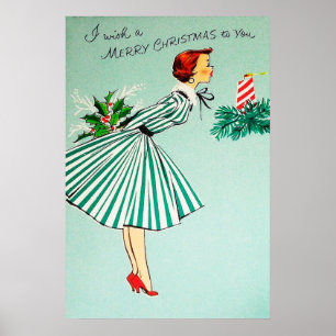 Vintage retro Natal Dama poster