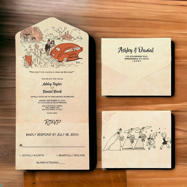 Vintage Retro Old Funny Casal 50 Art Casamento (Criador carregado)