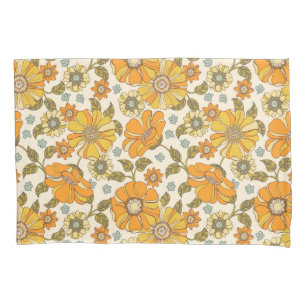 Vintage Retro Orange Floral Patterno