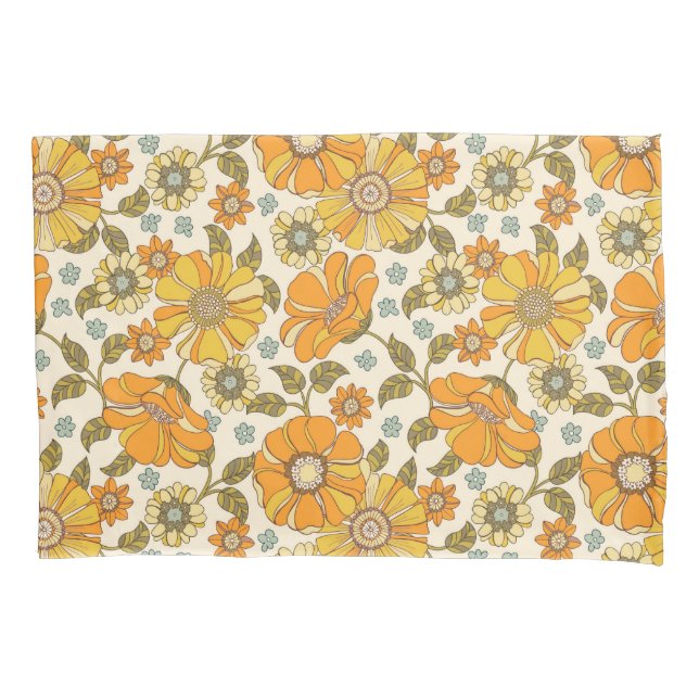 Vintage Retro Orange Floral Patterno (Frente)