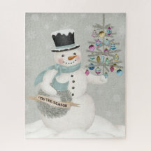 vintage retro snowman quebra-cabeça