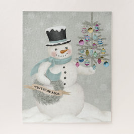 vintage retro snowman quebra-cabeça