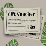 Vintage Retro Typografia Business Gift Voucher<br><div class="desc">Design de tipografia minimalista e vintage para seu vale-presente de negócios personalizado. Selecione ''Editar usando a Ferramenta de Design'' para personalizá-la ainda mais. *recomendado para editar usando o computador</div>