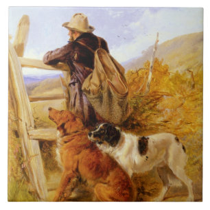Vintage Richard Ansdell The Gamekeeper Dogs Ouro
