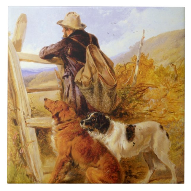 Vintage Richard Ansdell The Gamekeeper Dogs Ouro (Frente)