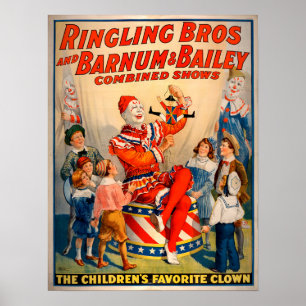 Vintage Ringling Brothers Combinado Mostra Poster