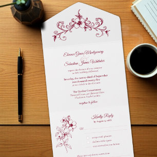 Vintage Romance Burgundy Casamento Floral