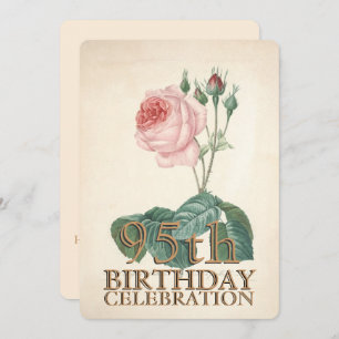 Vintage Rosa 95.o Convite à Celebração de Aniversá