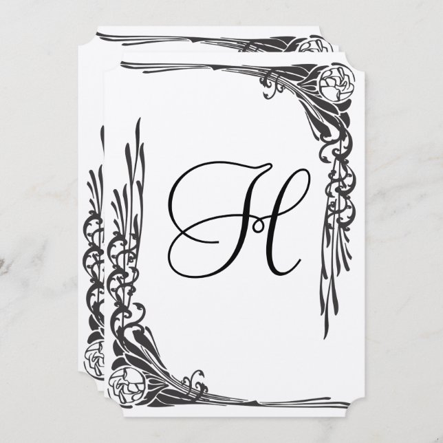 Vintage Rosa Casamento Convite Art Deco (Frente/Verso)