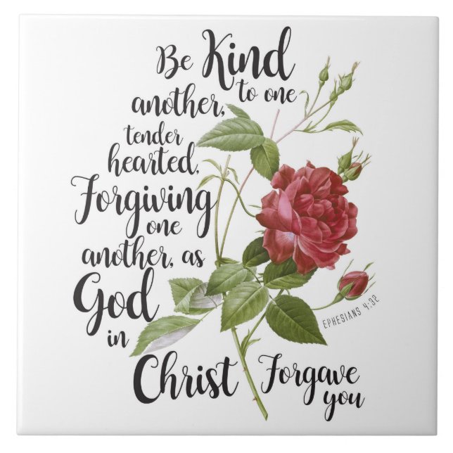 Vintage Rosa flor ilustrada com bíblia verso (Frente)