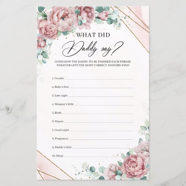 Vintage rosa peonias ouro O que Pai disse (Frente)