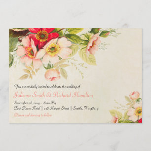 Vintage Rosas Blush Floral Casamentos Convites
