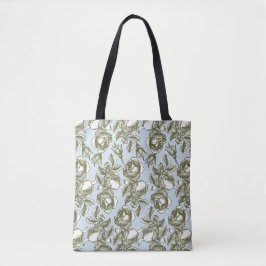 Vintage - Rosas gravadas em branco e golds Tote Ba