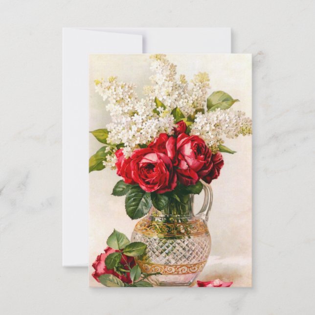 Vintage Rosas vermelhas e convites para a respiraç (Frente)