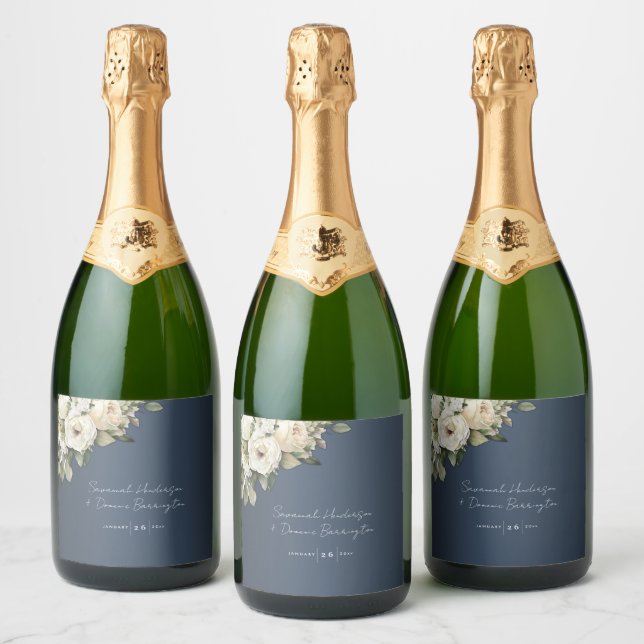 Vintage Rose Bouquet em Dusty Blue Weding (Garrafas)