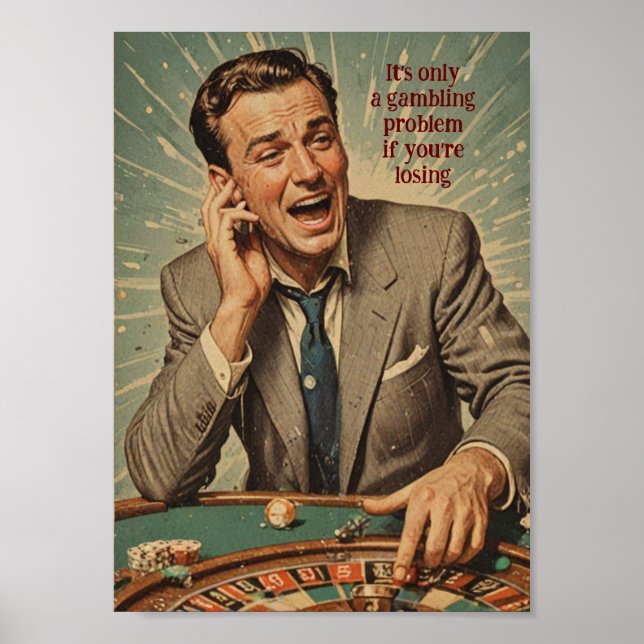 Vintage roulette player poster com aspas (Frente)