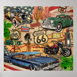 Vintage Route 66, poster nostálgico.