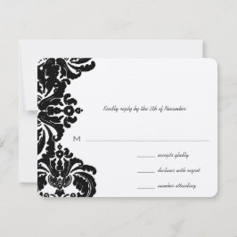 Vintage Royal Black Casamento tema damasco RSVP