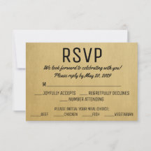 Vintage RSVP c/ Cartões de resposta de escolha de