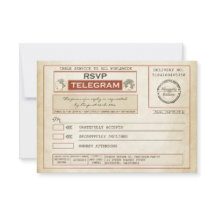 vintage RSVP WEDDING telegramas