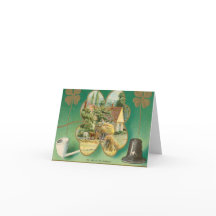 Vintage Rua. Cartão de Feriado Dobrado no Dia de P