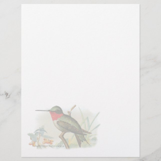 Vintage Ruby Throming Bird Letterhead (Frente)